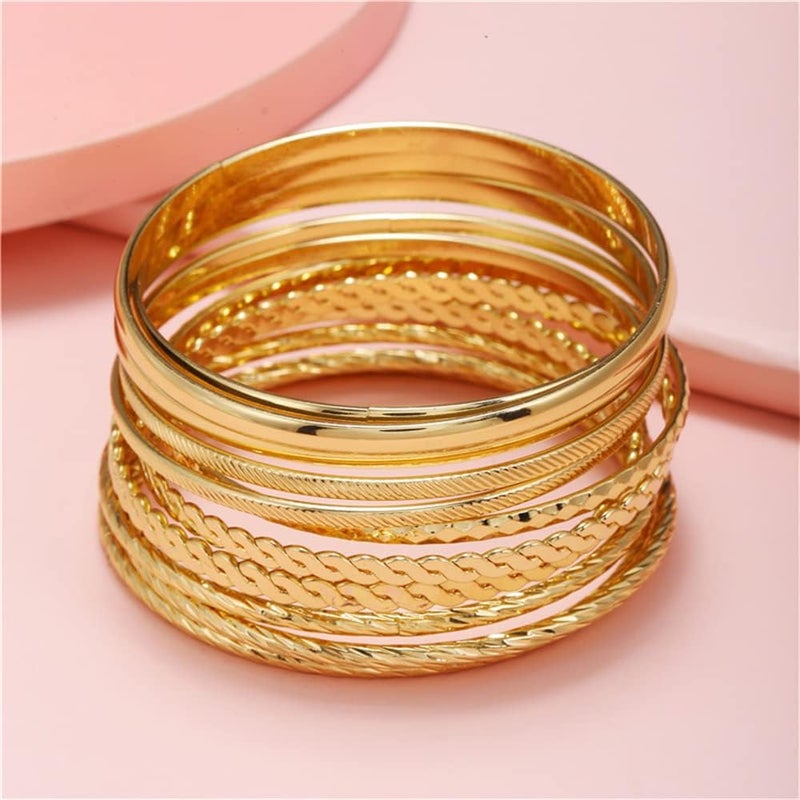 RINTOLER Store 16Pcs Gold Bangle Bracelets for Women - Multi Layer Stackable Textured Bracelets Boho Jewelrys Set. - Image 5